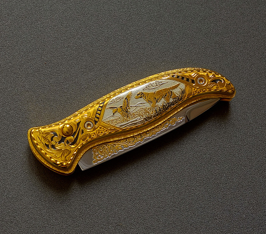 Нож складной "Охота на уток" № 3. Златоуст купить с доставкой Нож складной "Охота на уток" № 3. Златоуст