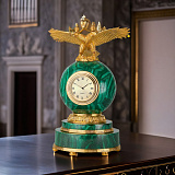Часы из малахита «Имперские с двуглавым орлом»