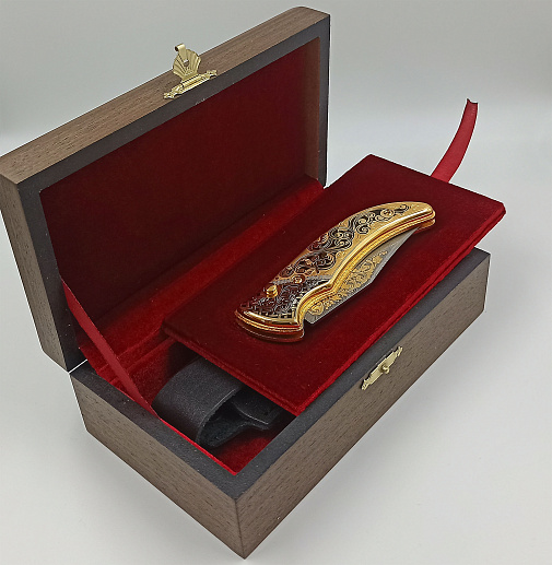 Нож складной дамасский "Орнамент" №2 Златоуст