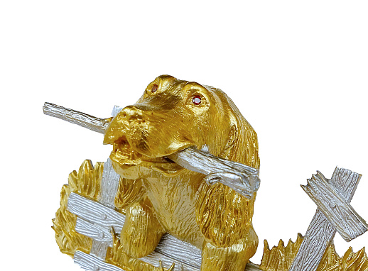 Бронзовая вешалка для сумок "Собака"