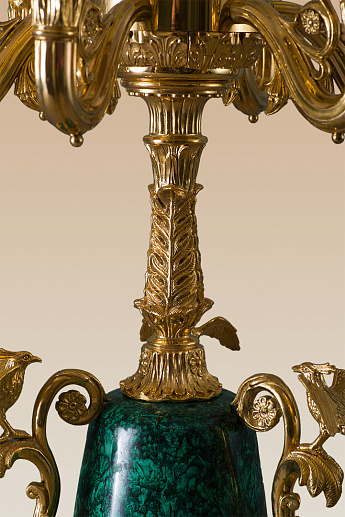 Настольная лампа из малахита с птичками купить с доставкой Настольная лампа из малахита с птичками