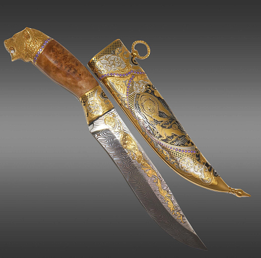 Нож медведь №7 дамаск. Златоуст