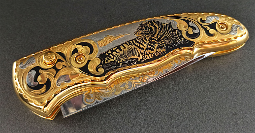 Нож складной "Тигр лежит". Златоуст