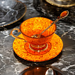 Чашка чайная ажурная из янтаря с ложкой
