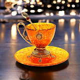 Чашка чайная из янтаря с ложечкой