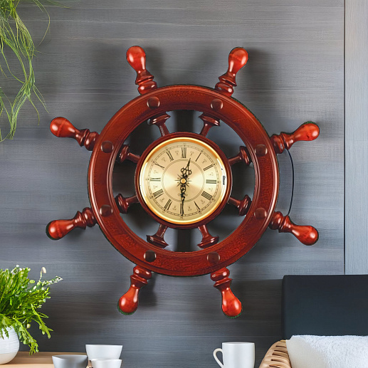 Штурвал сувенирный, часы (8 ручек)