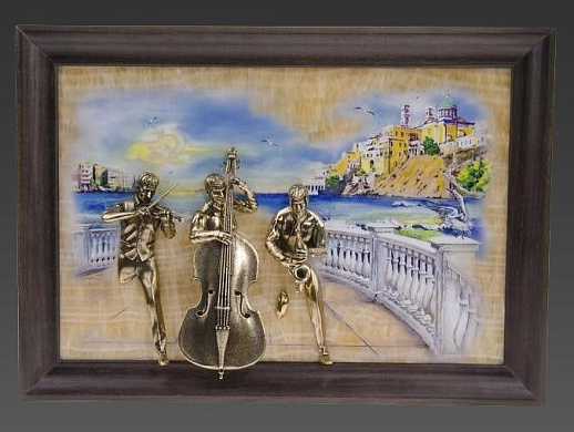 Бронзовая картина "Трио"