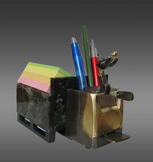 Бронзовый настольный прибор "Складской погрузчик"