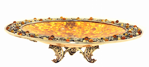 Блюдо интерьерное из янтаря