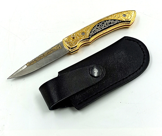 Нож складной дамасский Узор. Златоуст.