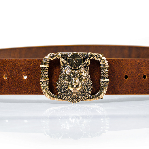 Ремень кожаный с пряжкой "Чертог раса"