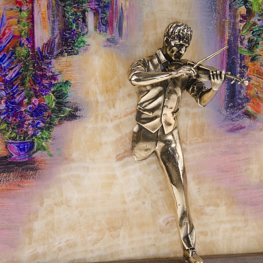 Бронзовая картина "Скрипач. Рассвет"