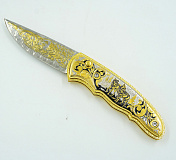 Нож складной дамасский "Волчья пара.№2 Златоуст