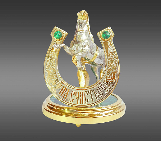 Подкова на счастье "Малахит". Златоуст купить с доставкой Подкова на счастье "Малахит". Златоуст