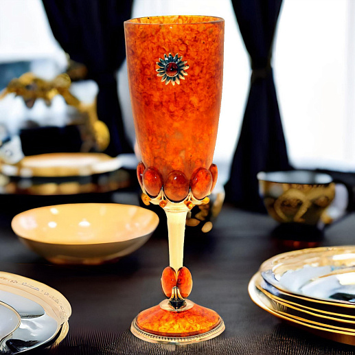 Подарочный бокал для вина из камня (янтарь)