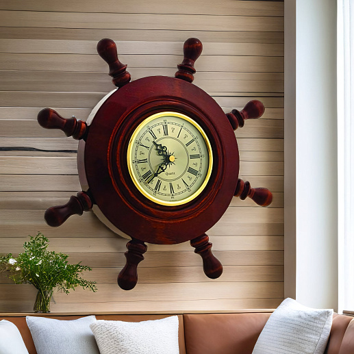 Штурвал сувенирный, часы (8 ручек) купить с доставкой Штурвал сувенирный, часы (8 ручек)