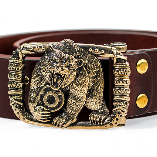 Ремень кожаный с пряжкой "Чертог медведя"