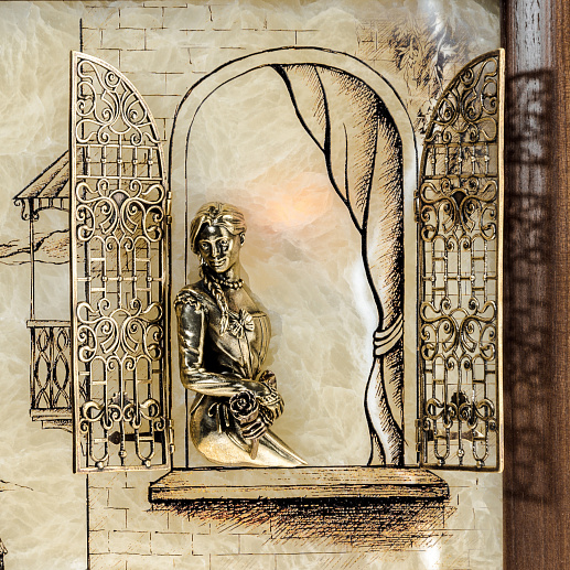 Бронзовая картина "Серенада. Девушка" с подсветкой