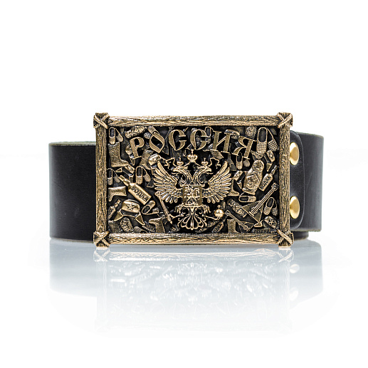 Ремень кожаный с пряжкой "Герб РФ"