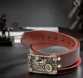 Ремень кожаный с пряжкой "Kawasaki"