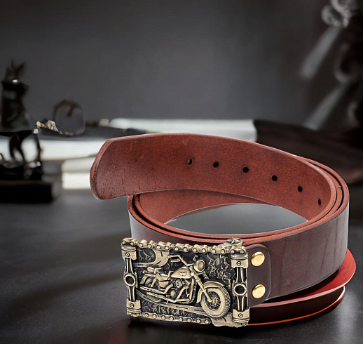 Ремень кожаный с пряжкой "Kawasaki"