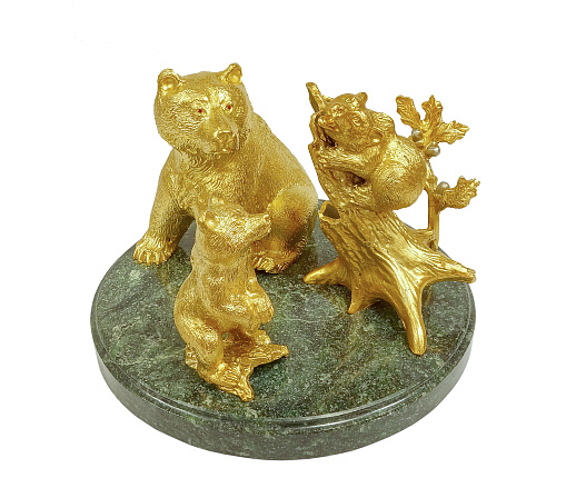 Бронзовая карандашница "Медведи"