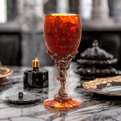Подарочный бокал для вина из камня (янтарь)
