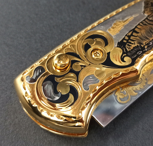 Нож складной "Тигр лежит". Златоуст