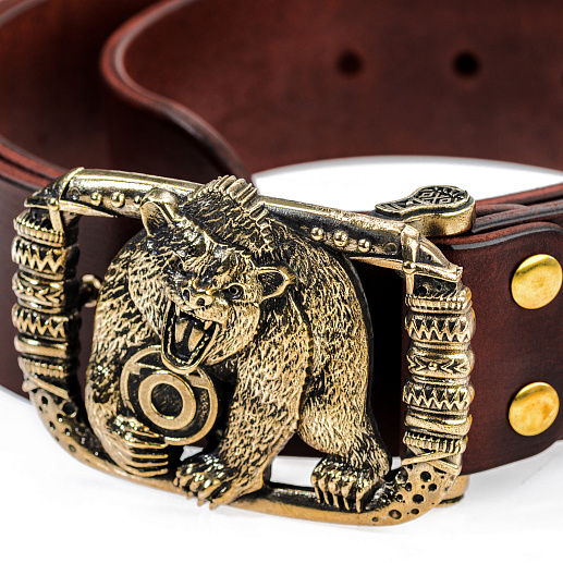 Ремень кожаный с пряжкой "Чертог медведя"