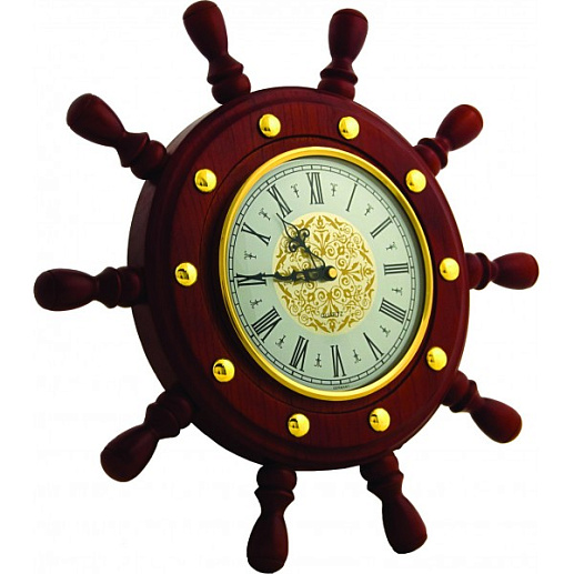 Штурвал сувенирный, часы (8 ручек)