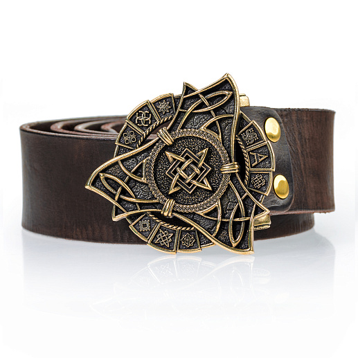 Ремень кожаный с пряжкой "Звезда Руси"