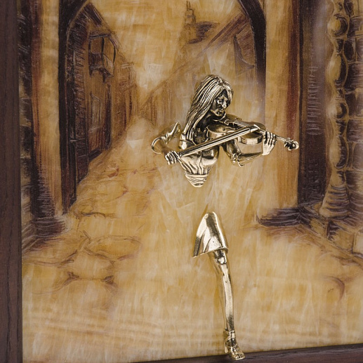 Бронзовая картина "Скрипачка. Сумерки"