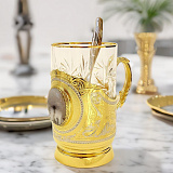 Позолоченный подстаканник со стаканом "Агат" № 2. Златоуст