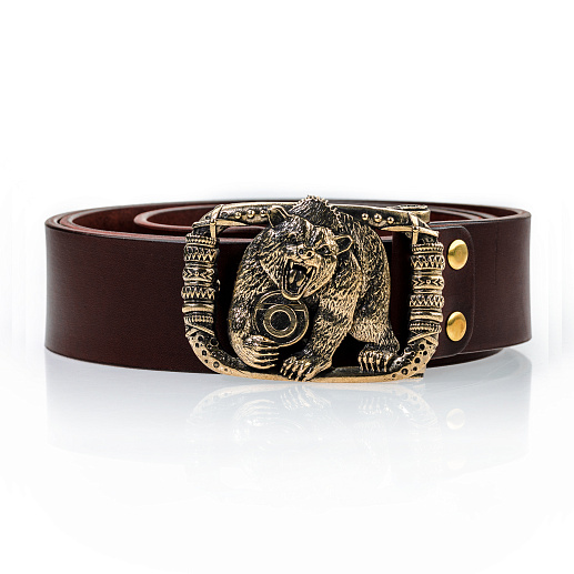 Ремень кожаный с пряжкой "Чертог медведя"