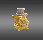 Бронзовый наперсток "Свинка - джентльмен"