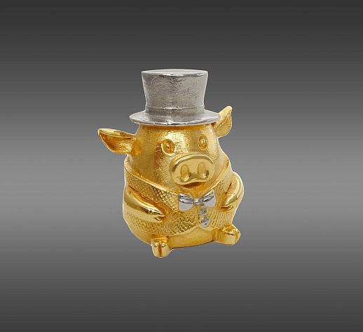 Бронзовый наперсток "Свинка - джентльмен"