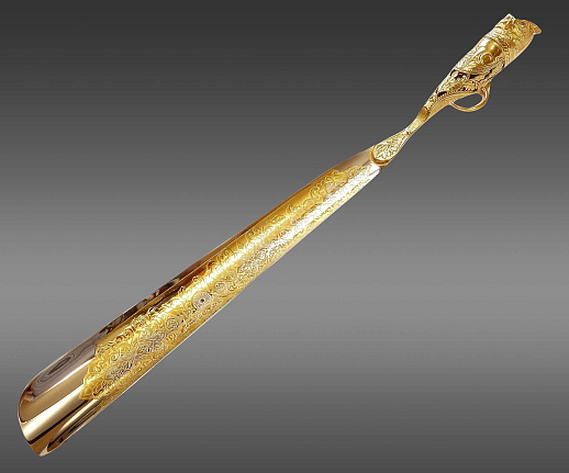 Декоративная обувная ложка "Сова". Позолоченная