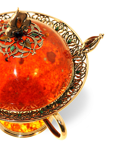 Сахарница декоративная из янтаря с ложечкой