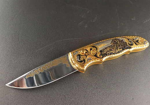 Нож складной "Тигр лежит". Златоуст