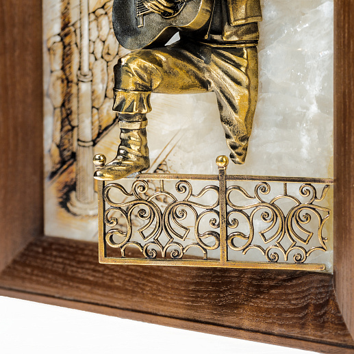 Бронзовая картина "Серенада. Парень" с подсветкой