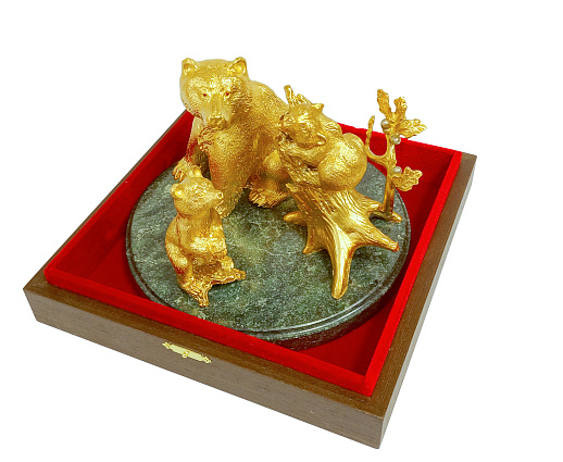 Бронзовая карандашница "Медведи"