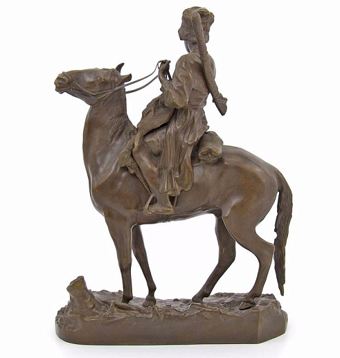 Бронзовая композиция "Горец на лошади с козлёнком"