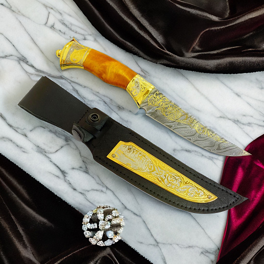 Украшенный нож №1 /дамаск/. Златоуст