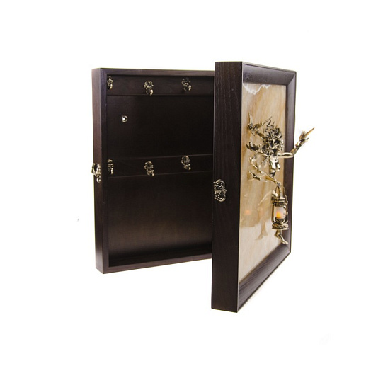 Бронзовая ключница настенная "Птицы" с подсветкой