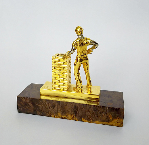 Подставка под ручку "Строитель". Позолоченная