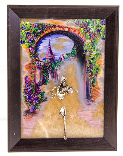 Бронзовая картина "Скрипачка. Рассвет"