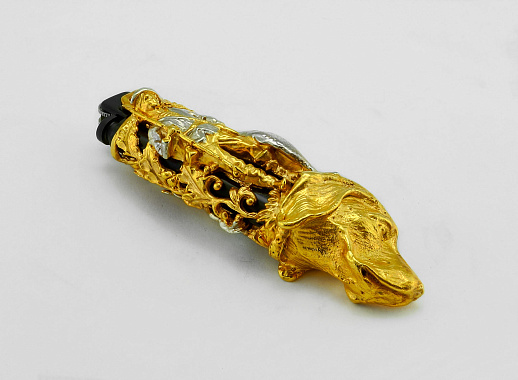 Чехол для зажигалки "Охотник с собакой" в золоте