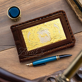 Кожаная визитница "Герб Челябинска". Златоуст