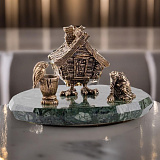 Бронзовый настольный набор "Избушка с бабой Ягой"