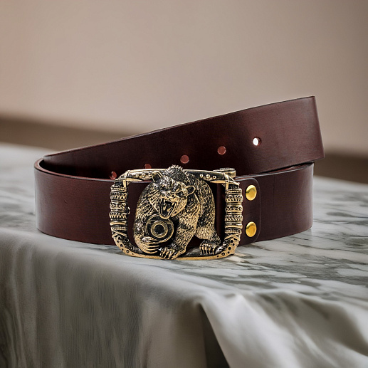 Ремень кожаный с пряжкой "Чертог медведя"